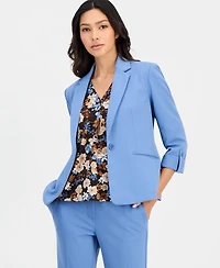 Ak Anne Klein Petite 3/4-Sleeve One-Button Blazer