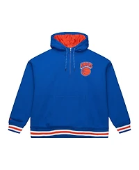 Mitchell Ness Men's Blue New York Knicks Throw It Back Quilted Fleece Quarter-Zip Hoodie