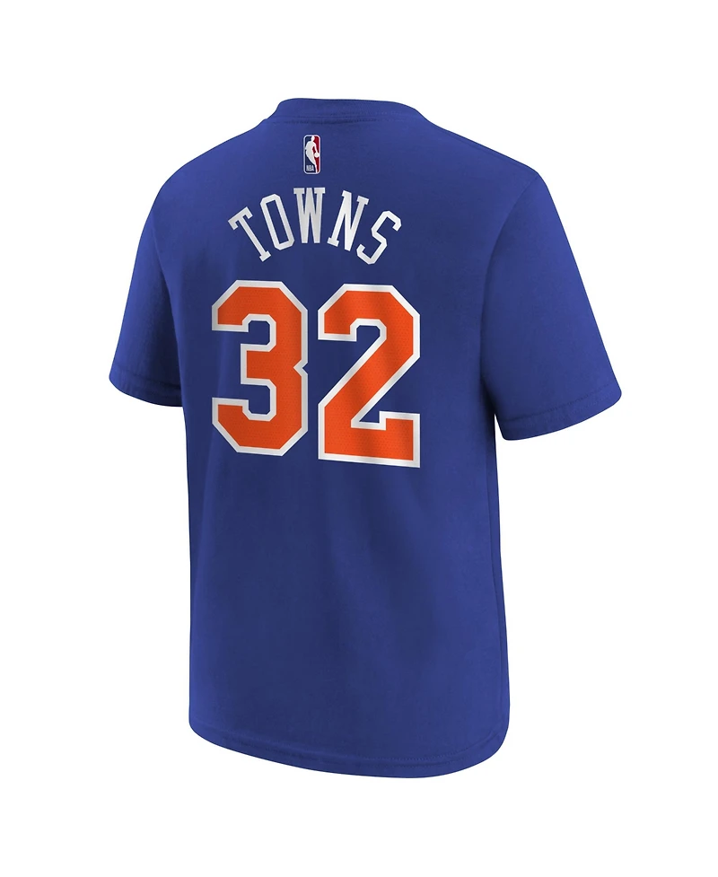 Nike Big Boys and Girls Karl-Anthony Towns Blue New York Knicks Icon Name Number T-Shirt