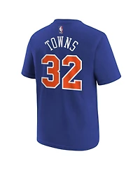 Nike Big Boys and Girls Karl-Anthony Towns Blue New York Knicks Icon Name Number T-Shirt