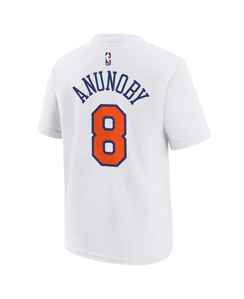Nike Big Boys and Girls Og Anunoby White New York Knicks Association Name Number T-Shirt