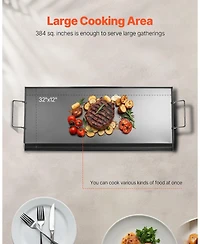 Cozito Carbon Steel Griddle, 32 x 14 inches Flat Top Gas Grill Plate with Handles