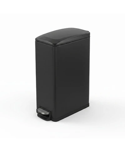 Maga Casa 12 Gal/45 Liter Slim Stainless Steel Step-on Kitchen Trash Can Hands-Free Foot Pedal Soft-Close Lid for Home Office
