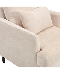 Rainsken Modern Accent Chair with Studded, Upholstered Chenille Armchair, Solid Wood Frame, for Living Room, Apartment, Bedroom