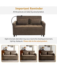 Rainsken 56.9" Loveseat Sofa Couch, Pull-Out Sleeper Sofa Bed with a Reversible Backrest Cushion, 2 Usb Ports and a Phone Holder for Living Room