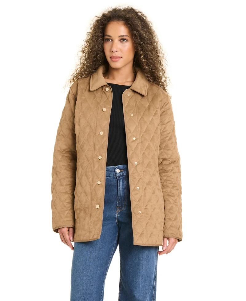 Jones New York Women's Faux Sude Quilted Coat