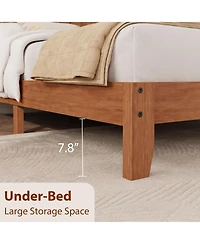 gaomon Queen Light Wooden Platform Bed Frame with V-Pattern Headboard and Under-Bed Storage
