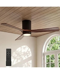 Tribesigns 52 inch Ceiling Fans with Lights, Low Profile Ceiling Fan with Remote Control, 3 Solid Wood Blades, Reversible, 3CCT, Dimmable