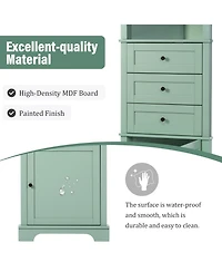 Midola Triangle Tall Cabinet with 3 Drawers and Adjustable Shelves for Bathroom, Kitchen or Living Room, Mdf Board with Painted Finish