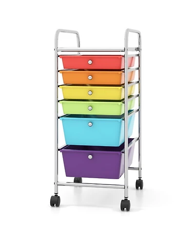 Gouun 6-Drawer Rolling Storage Cart Organizer with 4 Casters for Home Office