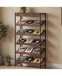 Slickblue Modern Tall Bookcase with Angled Shelves for Home Office
