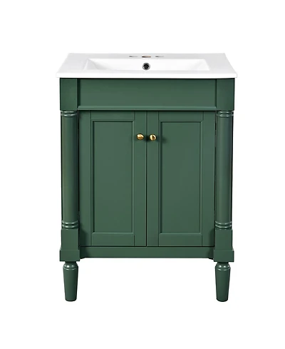 Phying 24 Inch Modern Single Sink Bathroom Vanity 2 Tier Storage Cabinet with Large Open Shelves for Home Bathroom