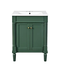 Phying 24 Inch Modern Single Sink Bathroom Vanity 2 Tier Storage Cabinet with Large Open Shelves for Home Bathroom
