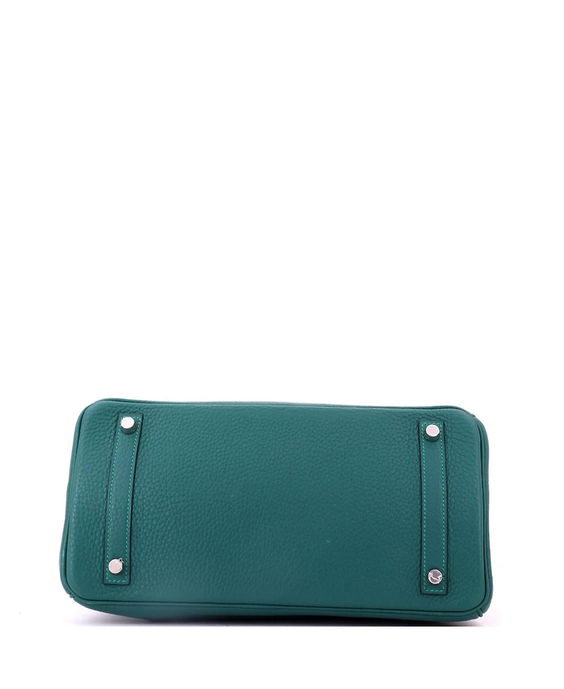 Pre-Owned HERMES Birkin 30 Handbag Green Clemence with Palladium Hardware