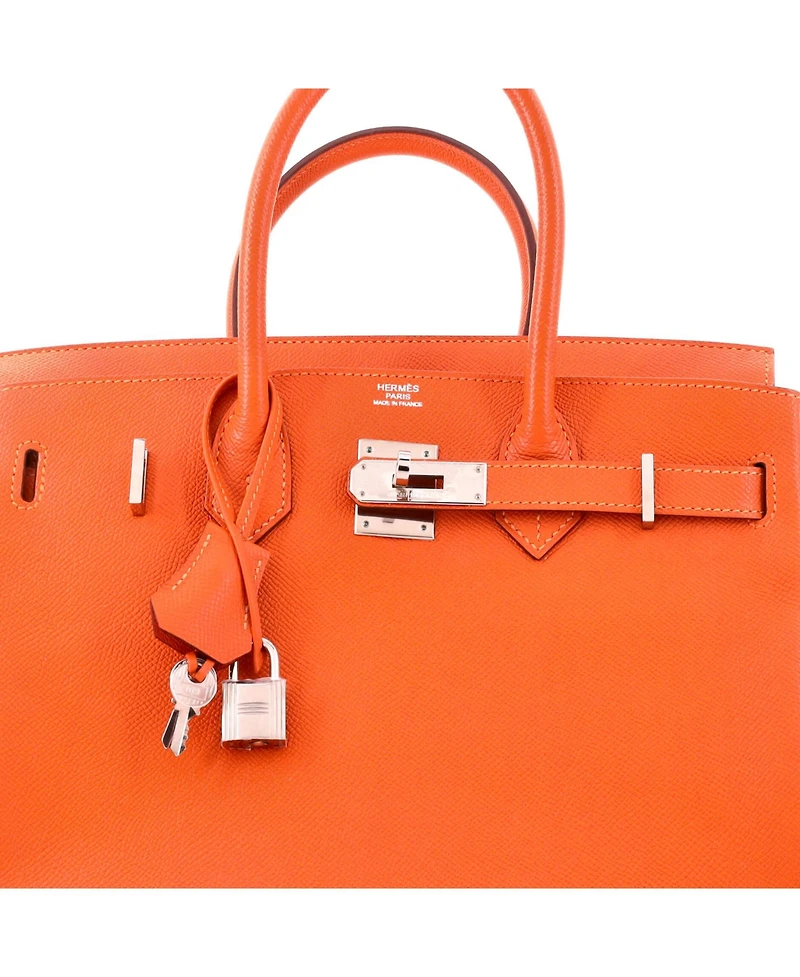 Pre-Owned HERMES Birkin 30 Handbag Orange Epsom with Palladium Hardware