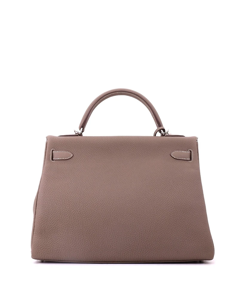 Pre-Owned Hermes Kelly 32 Handbag Grey Togo with Palladium Hardware
