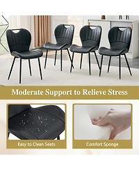 Rainsken Modern Dining Chairs Set of 4, Pu Chairs, with Integrated Handle, Metal Frame, for Multiple Scenarios
