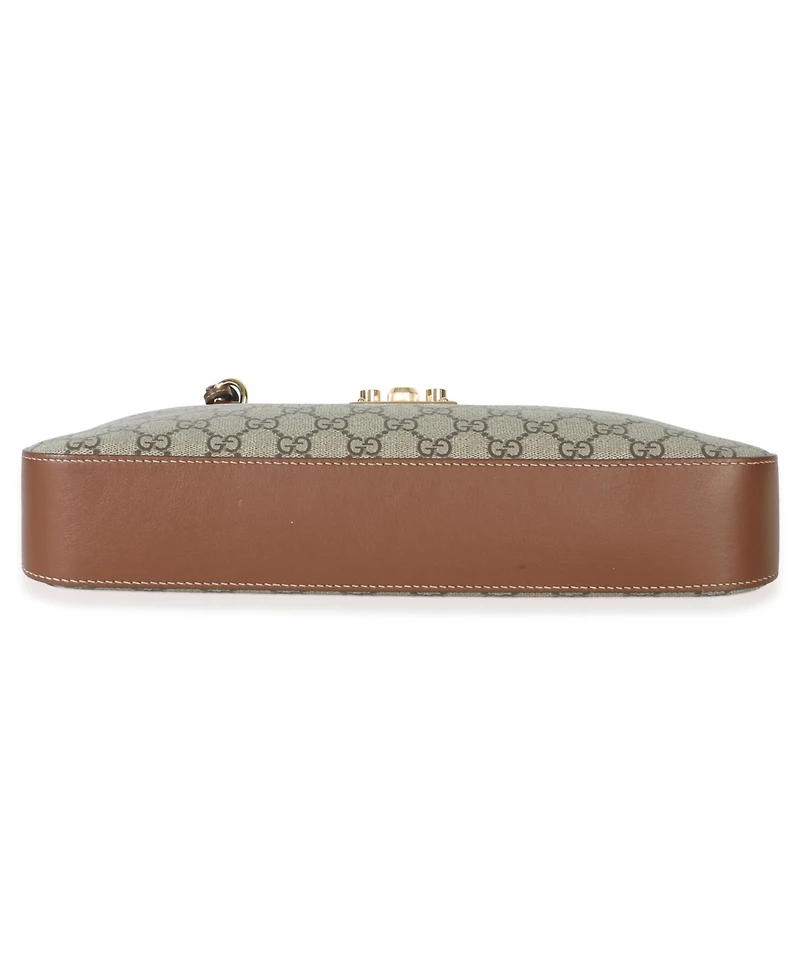 Pre-Owned Gucci Beige Ebony Gg Supreme Monogram Canvas Medium Padlock Shoulder Bag