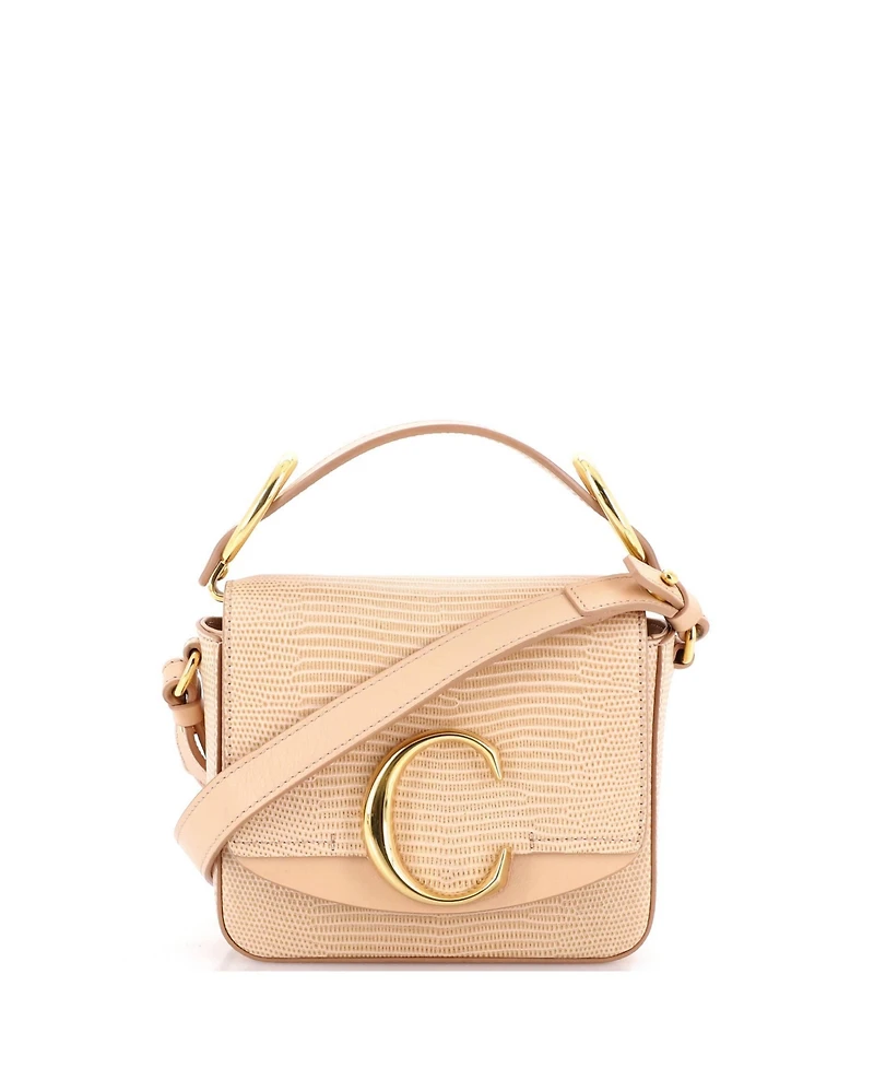 Pre-Owned Chloe Mini C Flap Bag Embossed Leather