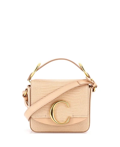Pre-Owned Chloe Mini C Flap Bag Embossed Leather