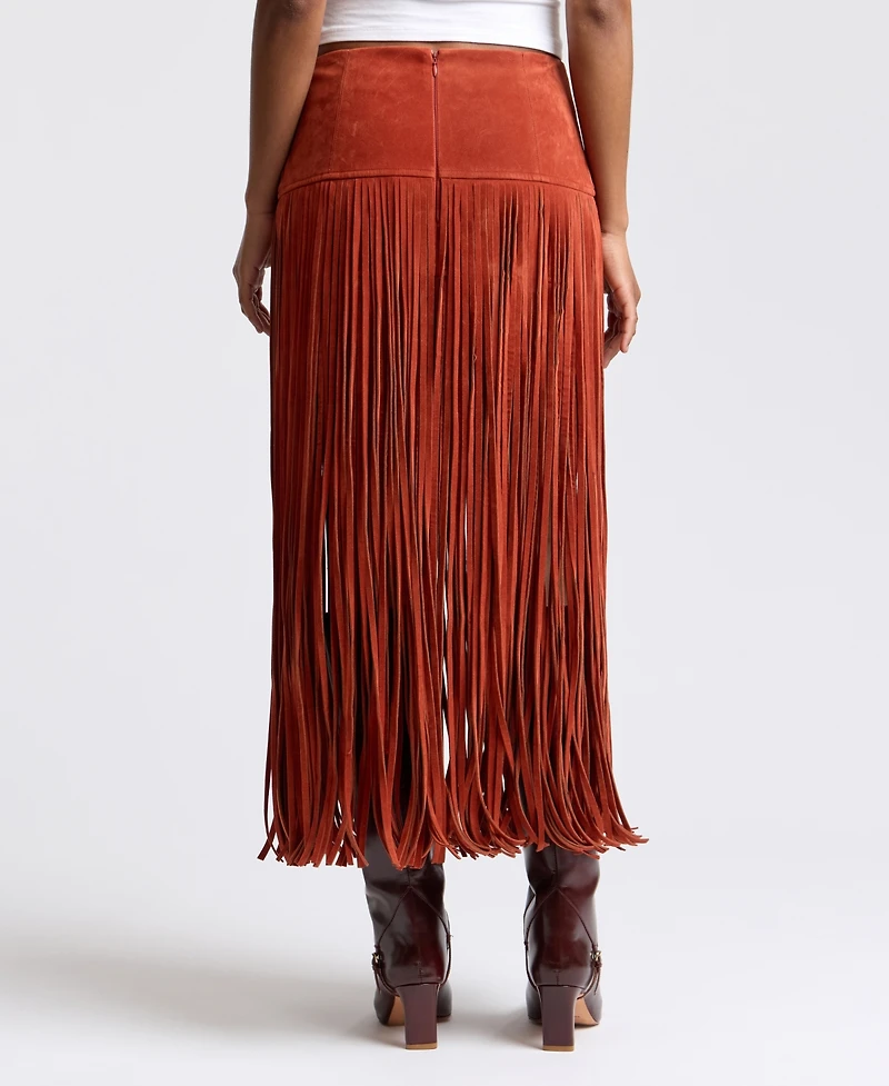 Avec Les Filles Women's Fringe Maxi Skirt
