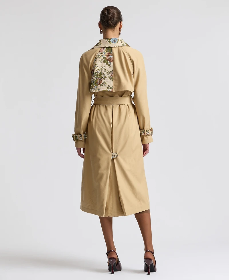 Avec Les Filles Women's Combo Belted Trench Coat
