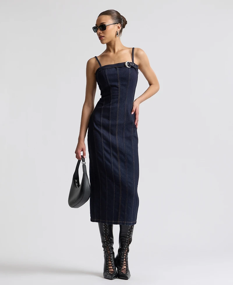 Avec Les Filles Women's Seamed Midi Dress