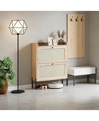 Clihome Narrow Shoe Cabinet 12-16 Pairs Shoe Storage, Slim Storage Cabinet with Adjustable Shelves