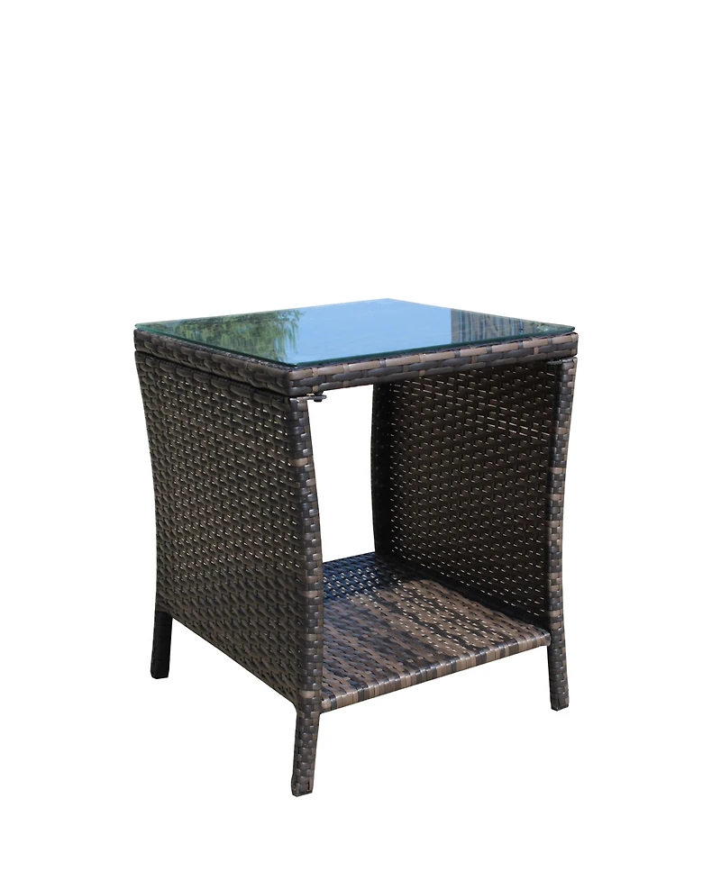 Clihome Outdoor Patio Coffee Table Pe Rattan Coffee Table with Tempered Glass Top