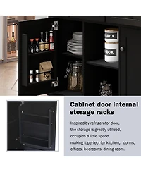 Clihome Kitchen Island Cart with Foldable Table & Adjustable Storage, Black Rolling Utility Cart