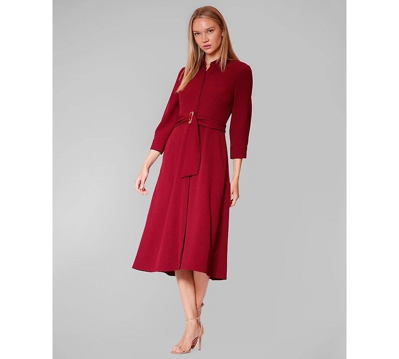 julia jordan Women's Long-Sleeve Belted Shirtdress