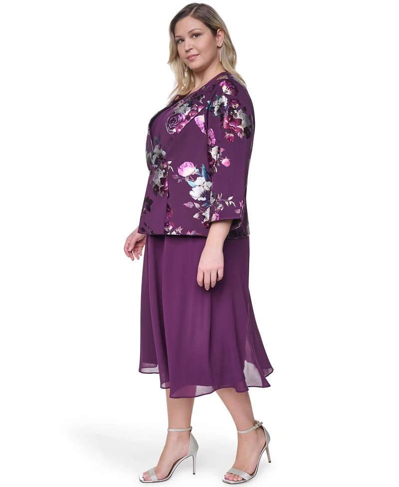 Jessica Howard Plus Padded Removable Jacket & Sleeveless Dress, 2-Piece Set