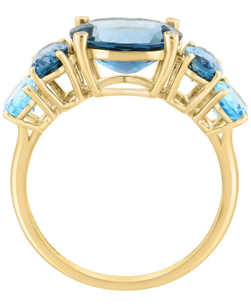 Effy Collection Blue and London Blue Topaz (5-2/5 ct. t.w.) & Diamond Accent Ring in 14k Yellow Gold
