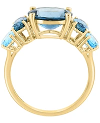 Effy Collection Blue and London Blue Topaz (5-2/5 ct. t.w.) & Diamond Accent Ring in 14k Yellow Gold