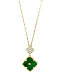 Effy Collection Malachite & Diamond (1/10 ct. t.w.) Pendant Necklace in 14k Yellow Gold