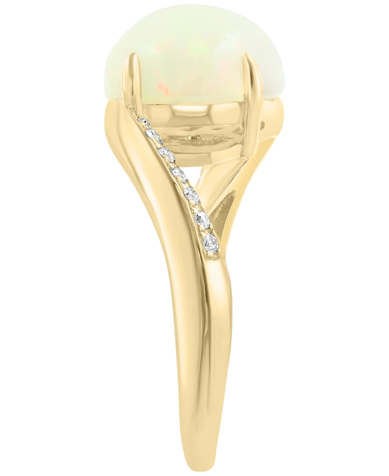 Effy Collection Ethiopian Opal (3-1/3 ct. t.w.) & Diamond (1/10 ct. t.w.) Ring in 14k Yellow Gold