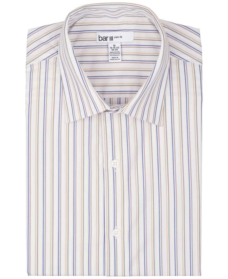 Bar Iii Men's Harvest Stripe Slim-Fit Stretch Spread Collar Dress Shirt, Macy's Exclusive