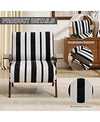 Rainsken Stripe Accent Chair, Modern Upholstered Armchair Fabric, Widened armrests on both sides, or Living Room Bedroom Apartment, Easy Assembly