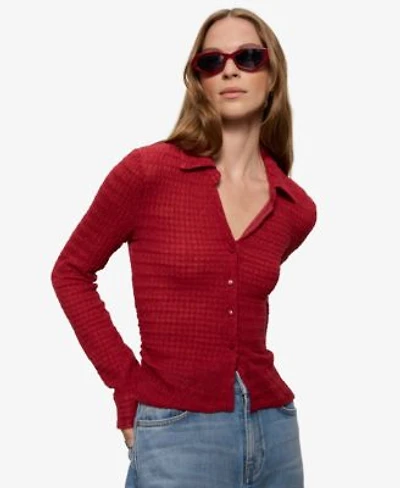 Sanctuary Womens Juno Textured Long Sleeve Spread Collar Shirt