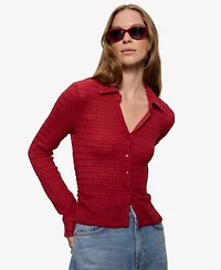 Sanctuary Womens Juno Textured Long Sleeve Spread Collar Shirt