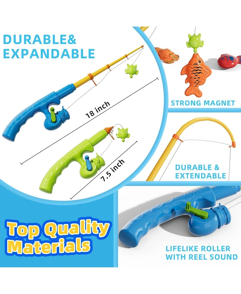 Gnuadz 40fish Magnetic Fishing Game Set Kids Pool Bath Toy 3rod 2net