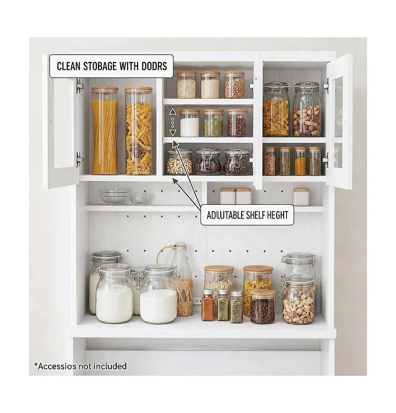 gaomon H Kitchen Cabinet with Trash Can Storage – Trash Can Cabinet with Microwave Stand, 35.4" Wide Kitchen Pantry for Dining Room
