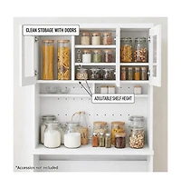 gaomon H Kitchen Cabinet with Trash Can Storage – Trash Can Cabinet with Microwave Stand, 35.4" Wide Kitchen Pantry for Dining Room