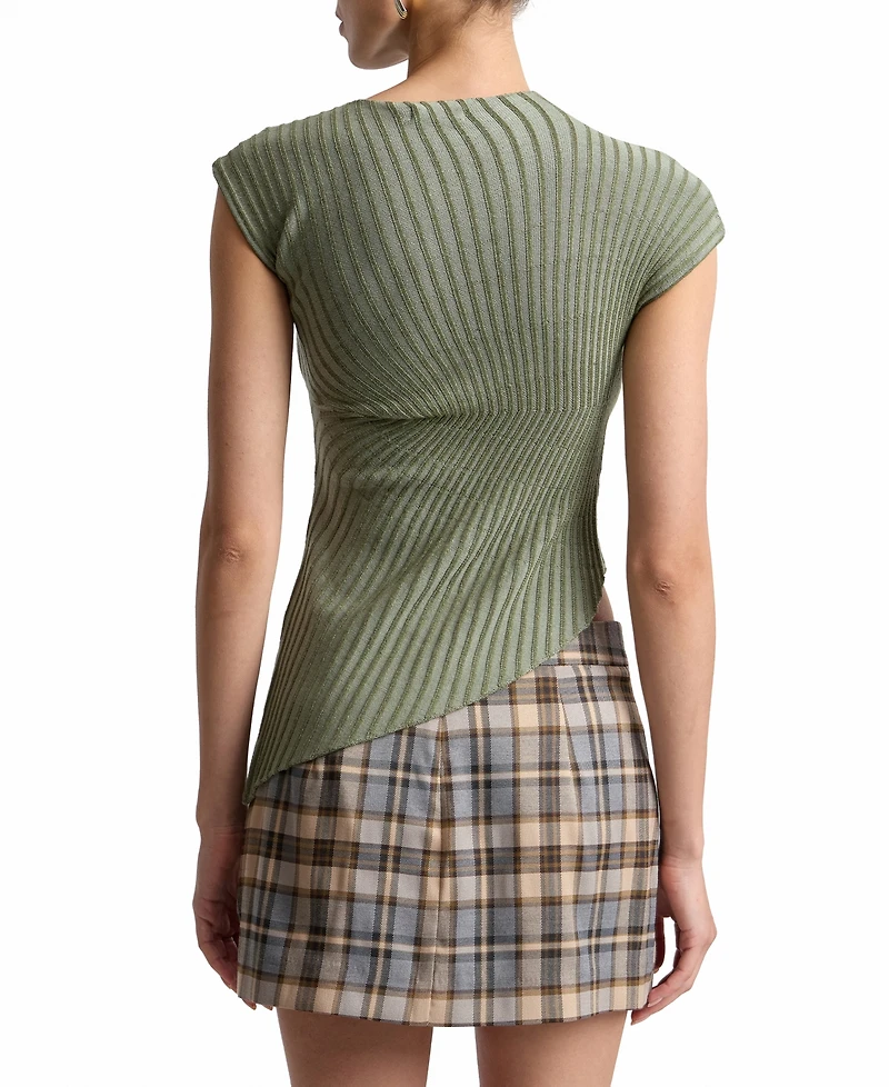Avec Les Filles Women's Radial Rib Sleeveless Top