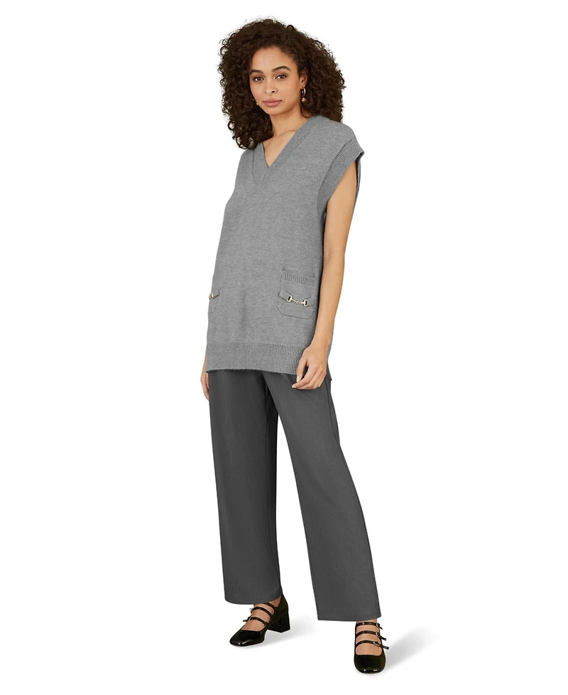 Yumi Women's Knitted V-Neck Vest Tunic
