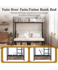 Slickblue Metal Bunk Bed Frame with Headboard and Footboard, Strong and Long-Lasting