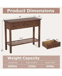 Slickblue 38" Entryway Console Table with 2 Drawers and Bottom Shelf