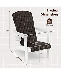 Yiortwo Outdoor Adirondack Chair with Rattan Padded Seat and Cup Holder