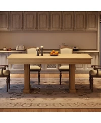 gaomon 71-Inch Kitchen Dining Table for 6-8 with 2 Drawers, Double Pedestal, for Kitchen, Office, Natrual