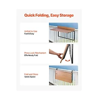Sugift Balcony Hanging Table Folding Railing Bar Table Adjustable Outdoor